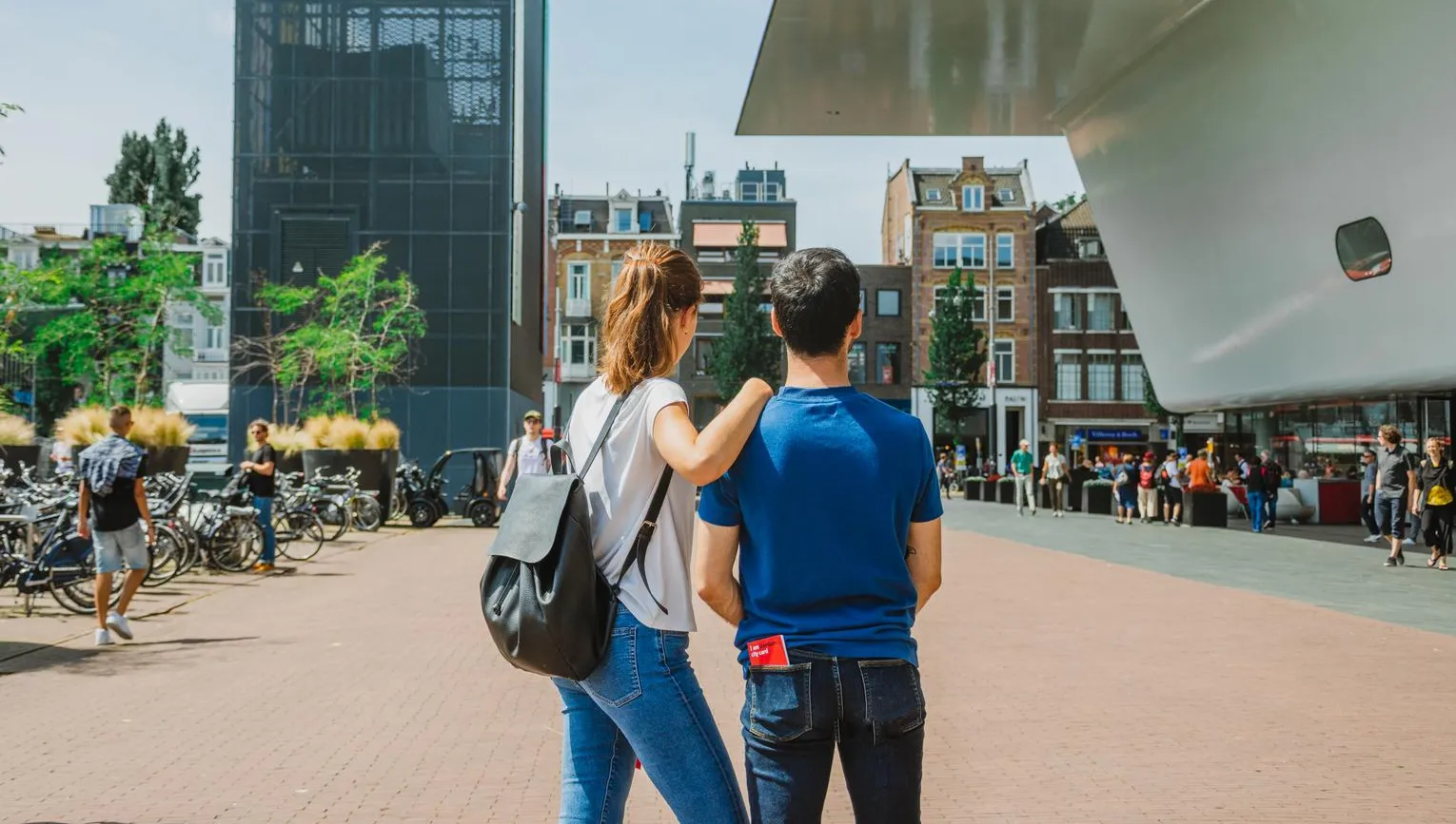 A couple at the Museumplein Stedelijk Museum