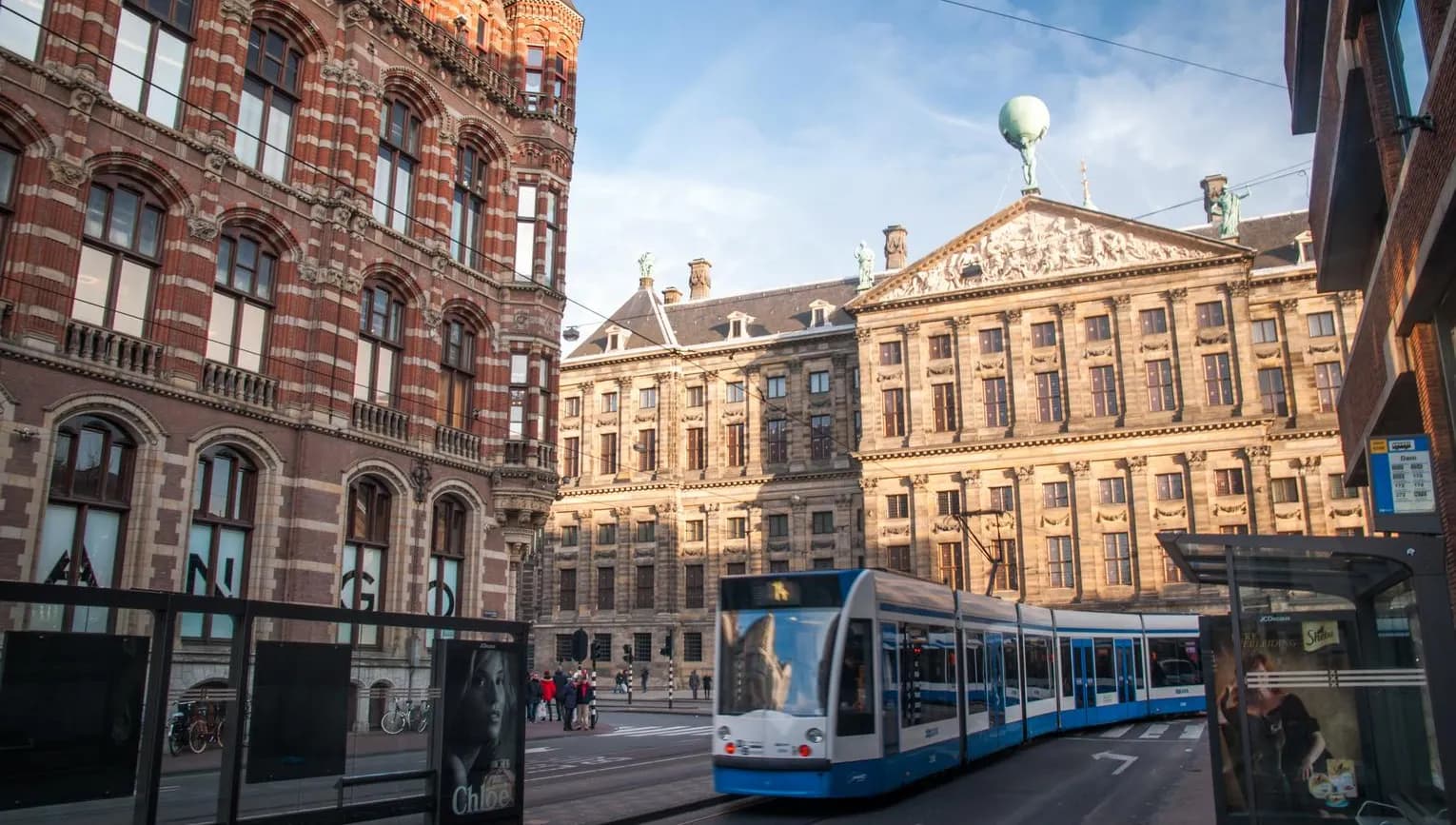 Tram -The Royal Palace seen from Raadhuisstraat