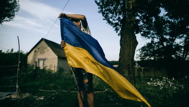 The kid is setting "a checkpint" in Zelene village Kharkiv region.