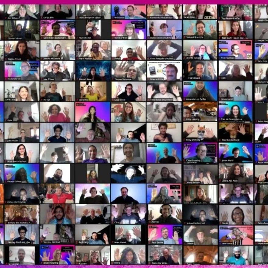 A screengrab of a large video-conferencing call for MozFest 2021.