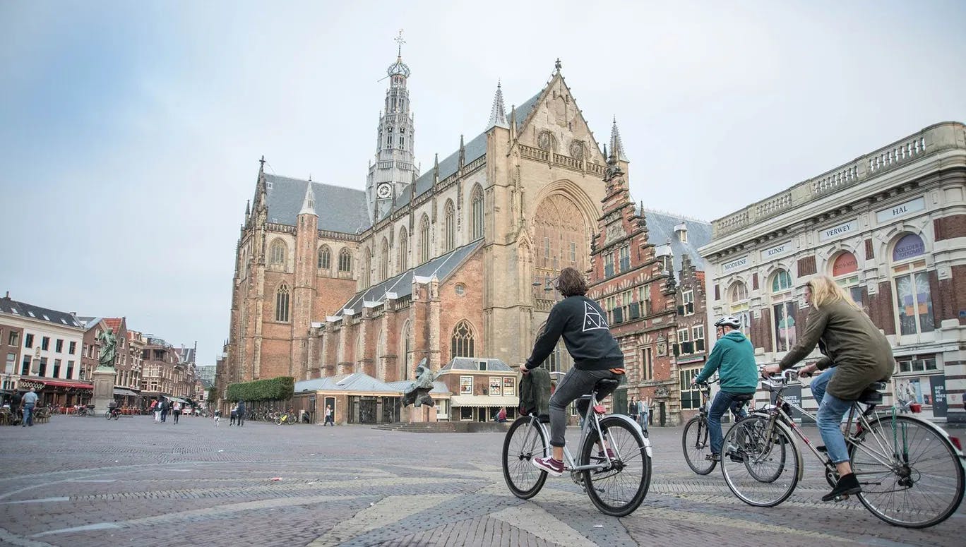People biking in Haarlem