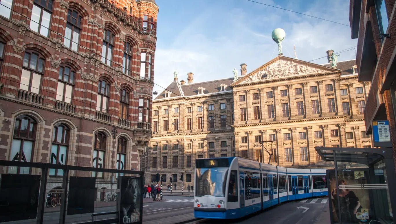 Tram -The Royal Palace seen from Raadhuisstraat