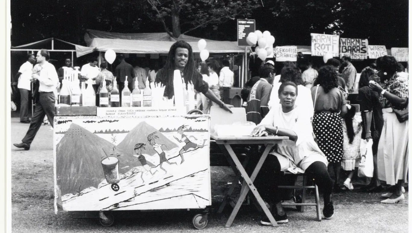 Food vendors at Kwaku Kwakoe Festival 1992 archive photo