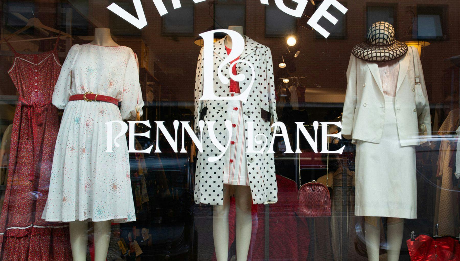 Vintage clothing in the shopwindow.
