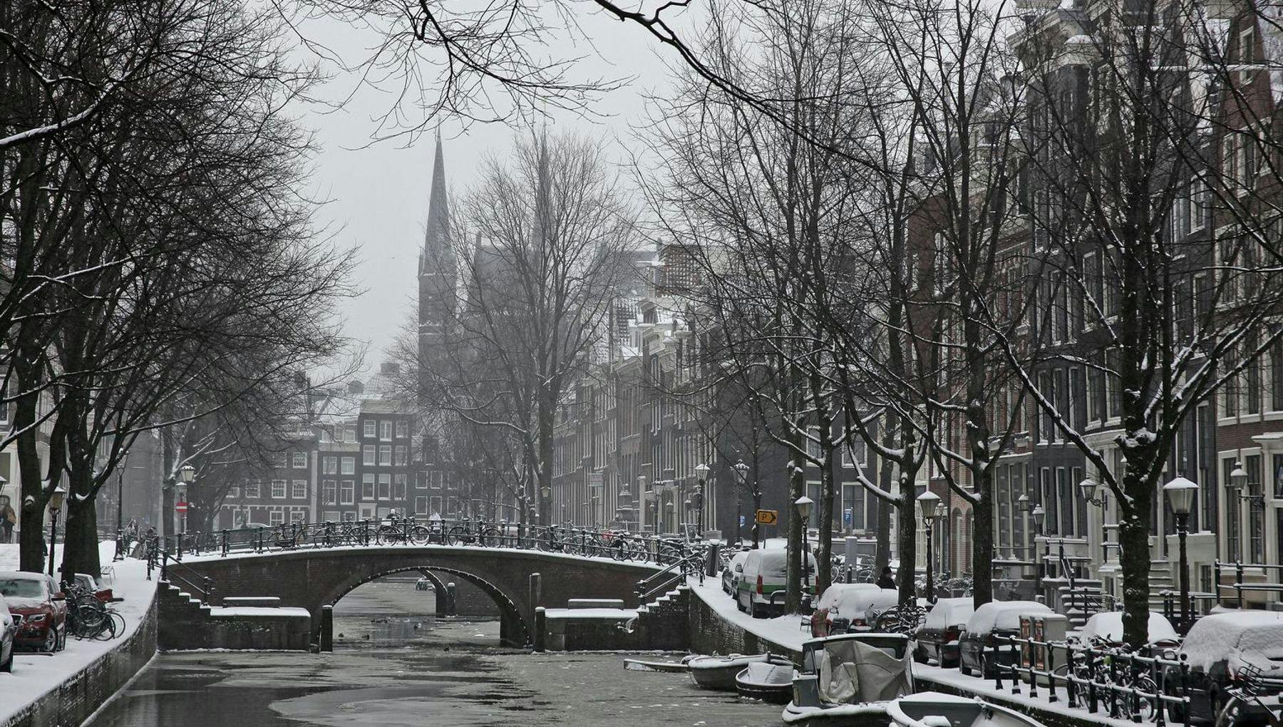 Leidsegracht In Snow & Ice-Edwin van Eis-Redactioneel