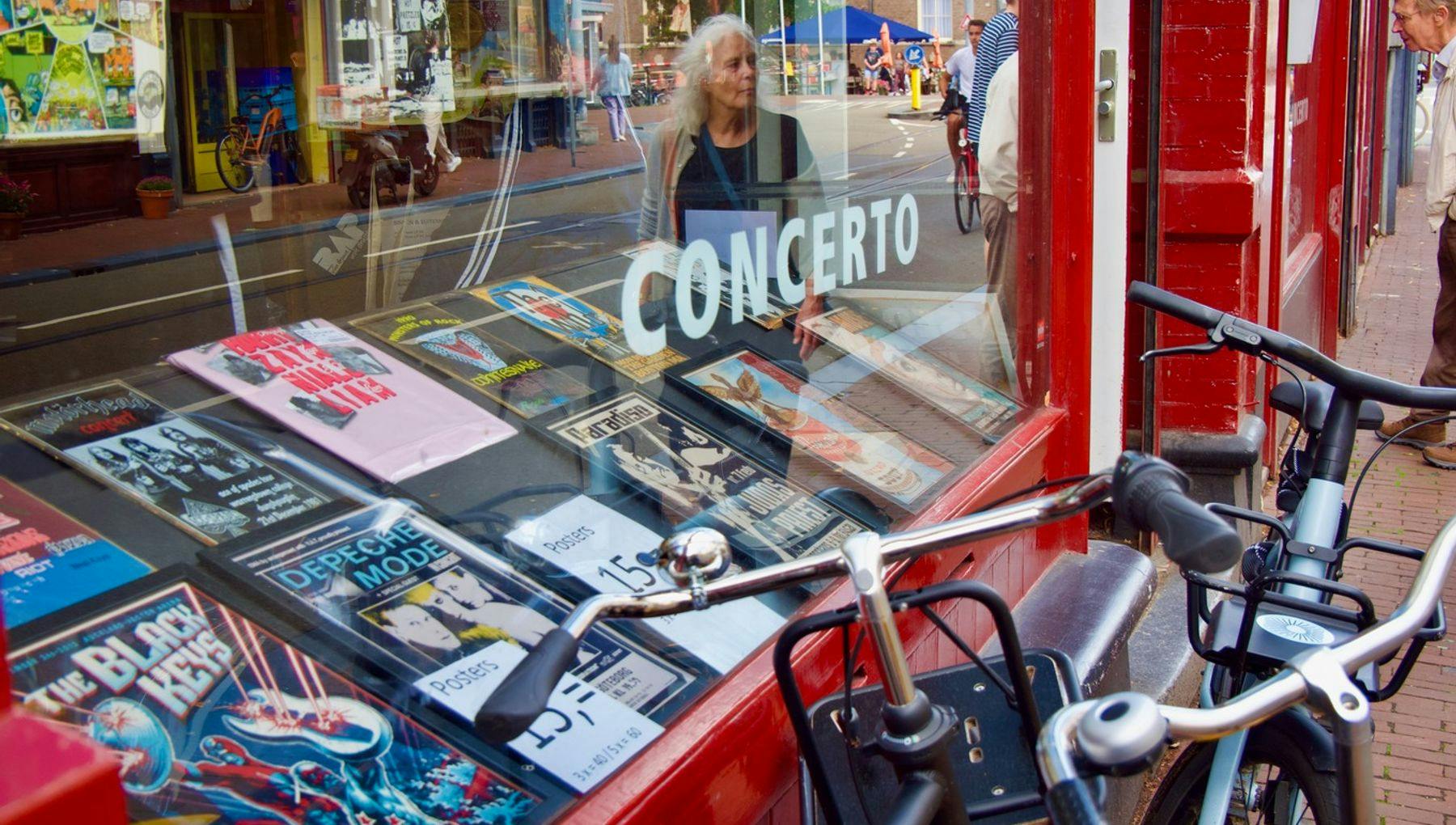 bikes and outside of concerto records shop