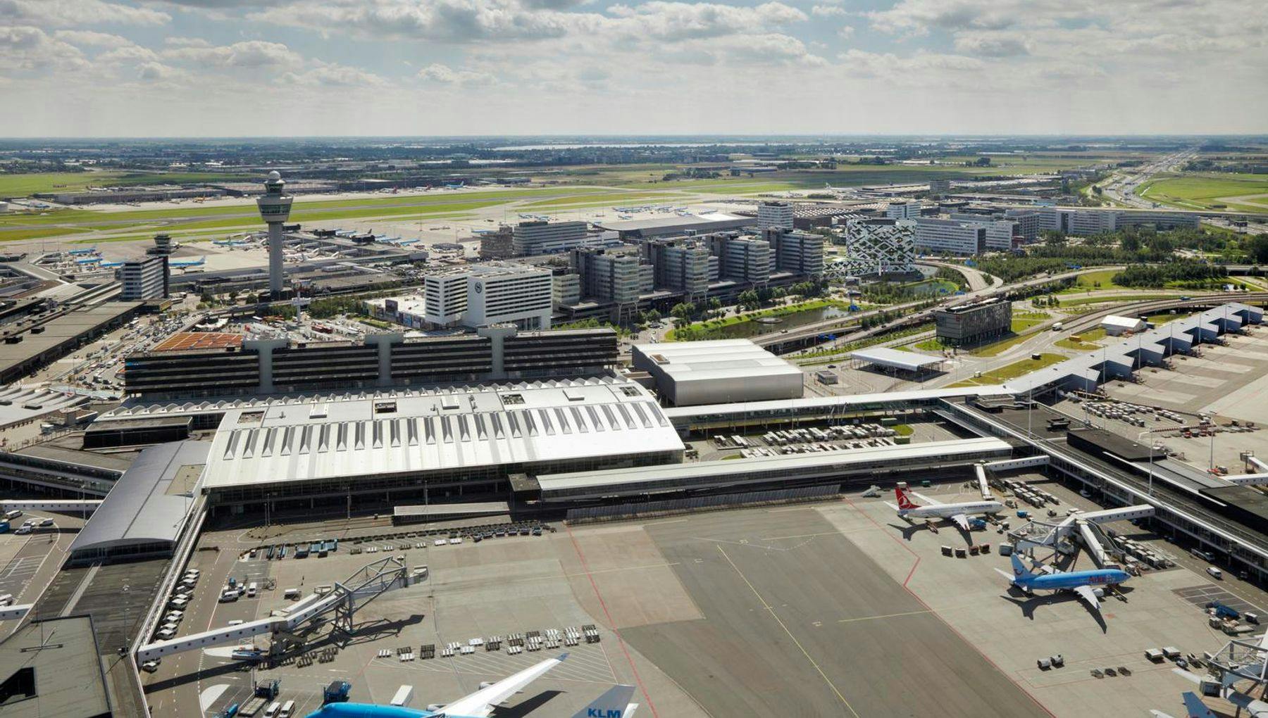 Aerial view of the Schiphol airport