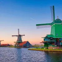 Netherlands rural lanscape - windmills in Zaandam, Netherlands