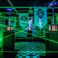 Sherlocked escape room interior with lasers