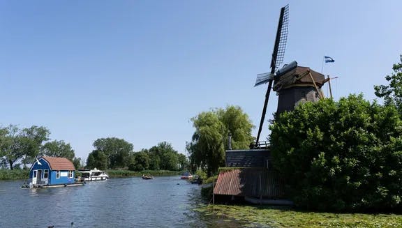 Mill 'De Eendragt' and waterway in Weesp