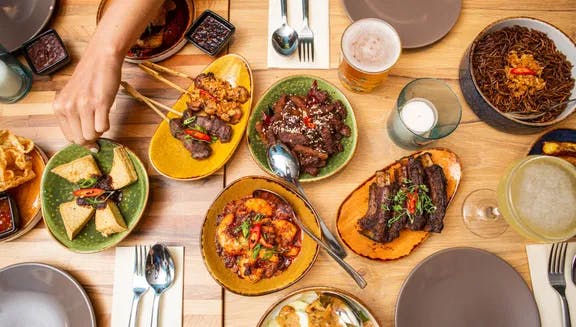 Dishes on table at Warna Baru Indonesian restaurant
