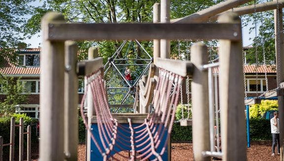 Rope bridge in a children's playground in Haarlem.
