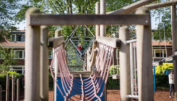 Rope bridge in a children's playground in Haarlem.