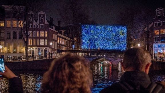 Amsterdam Light Festival projection display of the Starry Night