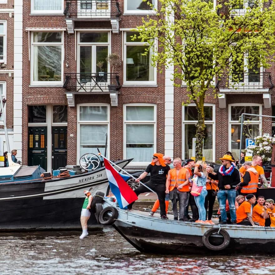 Koningsdag or King's Day is a national holiday in the Kingdom of the Netherlands. Celebrated on 27 April, the date marks the birth of King Willem-Alexander.
Celebrations: Partying, wearing orange costumes, and traditional local gatherings.