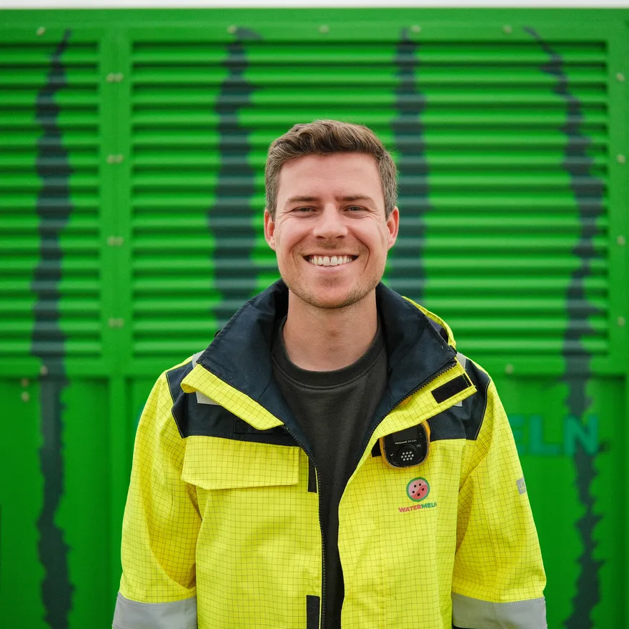 Hydrogen unit at beach festival - head shot Jeff Wezel