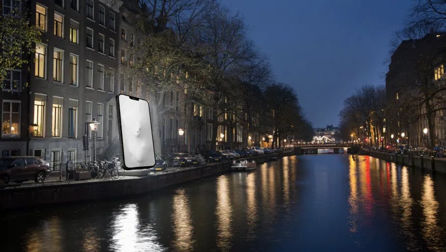 Amsterdam Light Festival ALF 2023 artist impression of Cell Phone artwork by Liam Campbell
