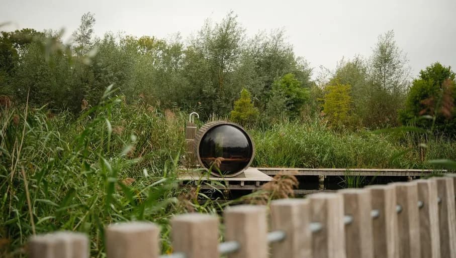 Outdoor sauna on the Unbound property in Amsterdam