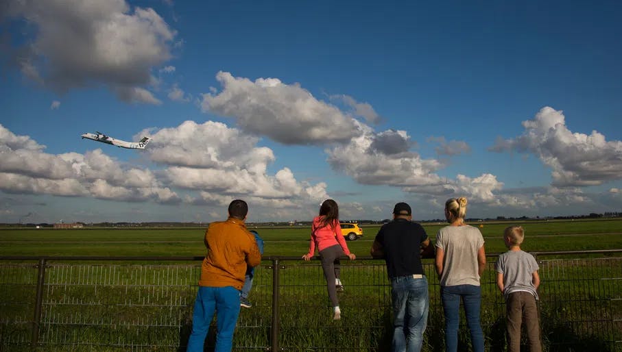 Five Airplane Watchers at the Polderbaan van Schiphol