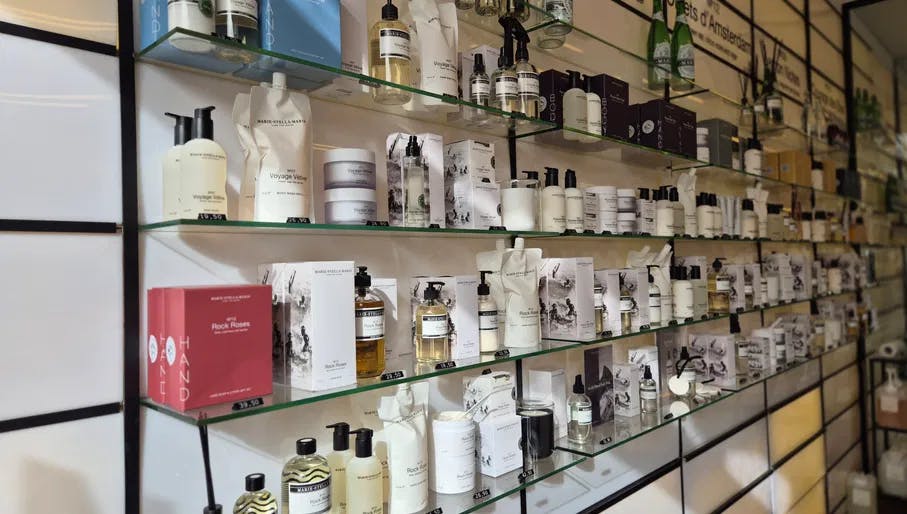 Products in interior of Marie-Stella-Maris beauty store