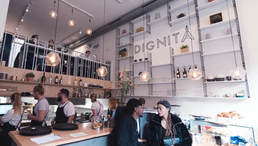 People sitting Inside Dignita Vondelpark brunch cafe