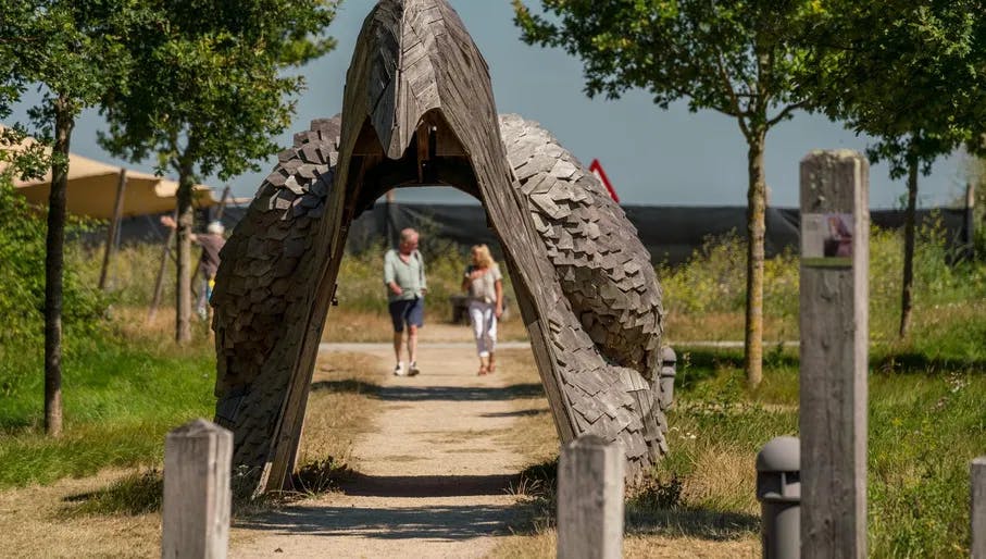 The eagle archway of nature reserve Oostvaardersplassen in Flevoland.
