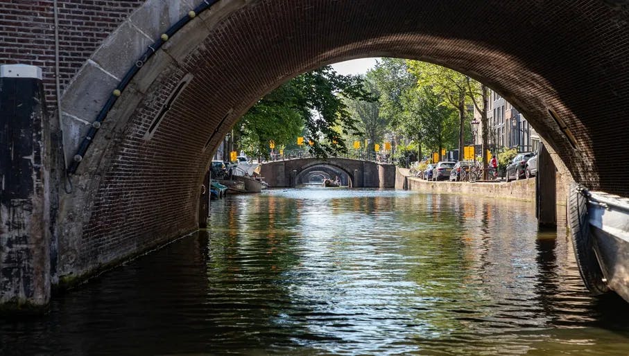 Beautiful shot of the arches of the seven bridge quarter in Amsterdam