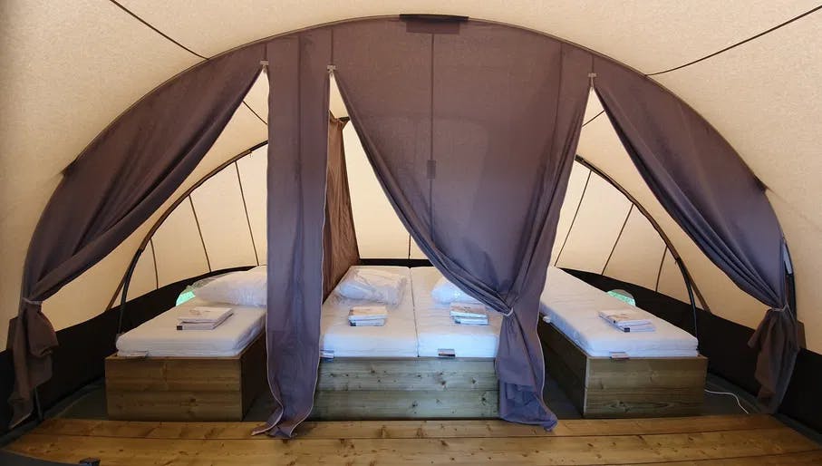 glamping at the camping, interior of tent