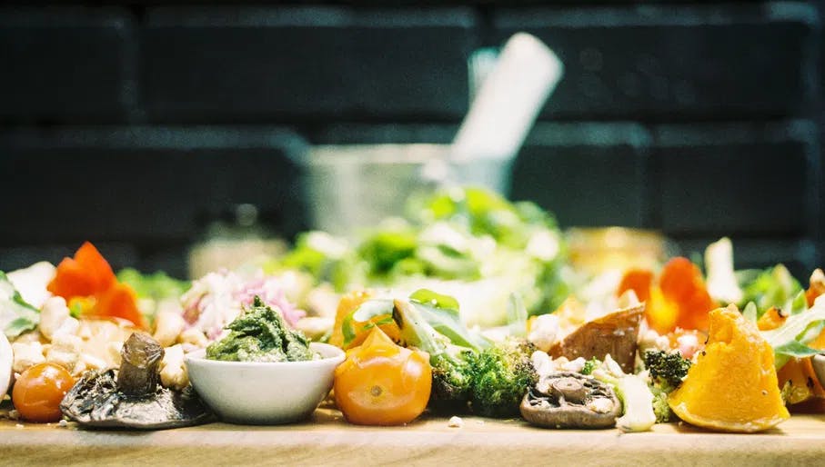 Food waste repurposed platter of veggies