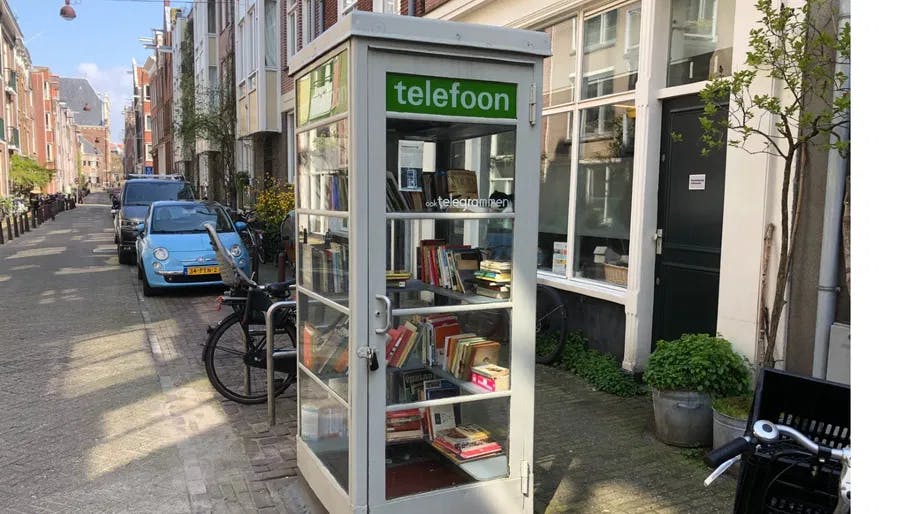 Little library in old phone booth
