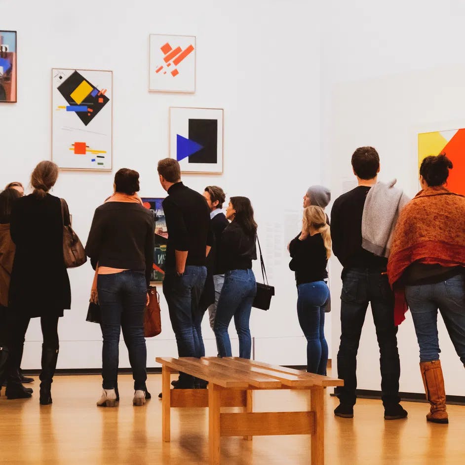 People looking at art in the Stedelijk Museum for Amsterdam Culture Club